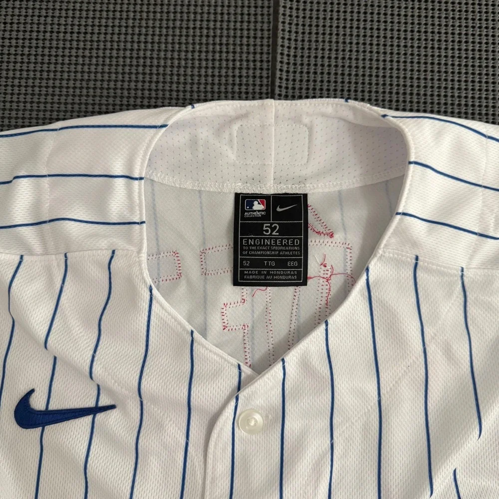 Nike Cubs Javier Baez 9 Authentic Pinstripe Jersey Mens 52 NWT